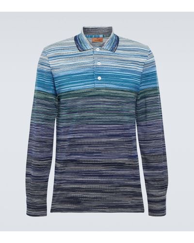 Missoni Space-dyed Cotton Pique Polo Shirt - Blue