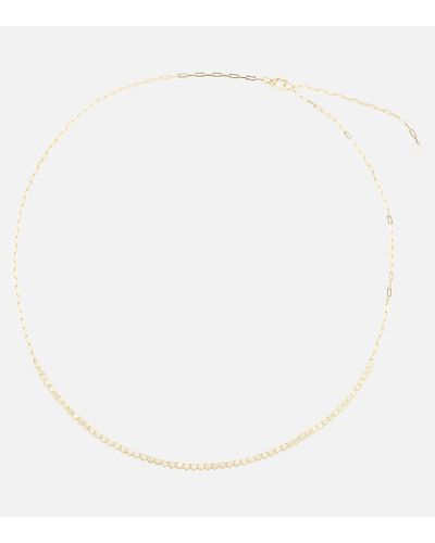 STONE AND STRAND Drop Shot 10kt Gold Necklace With Diamonds - White