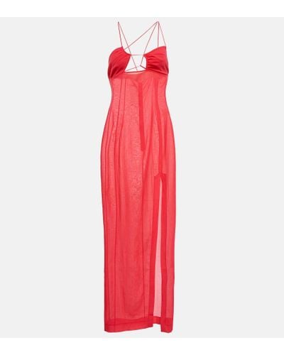 Nensi Dojaka Asymmetrical Cutout Maxi Dress - Red