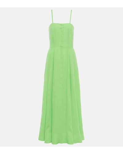 Gabriela Hearst Margritte Linen Midi Dress - Green