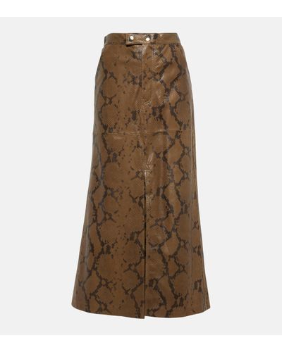 Dorothee Schumacher Urban Jungle Snake-effect Leather Midi Skirt - Brown