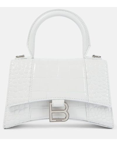 Balenciaga Hourglass Xs Leather Crossbody Bag - White