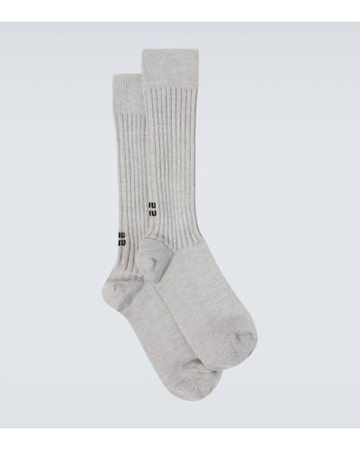 Miu Miu Wool-blend Socks - White