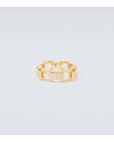 SHAY Deco Link 18kt Gold Ring With Diamonds - Metallic