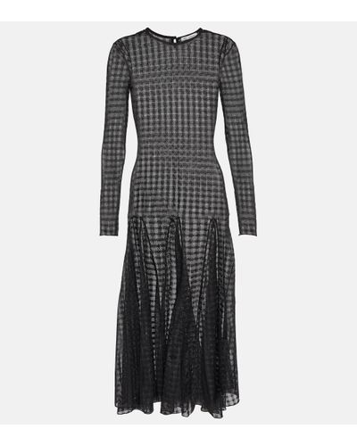 Ami Paris Robe midi en dentelle a carreaux - Noir