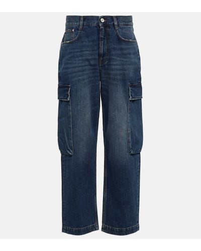 Stella McCartney Jean cargo raccourci a taille haute - Bleu