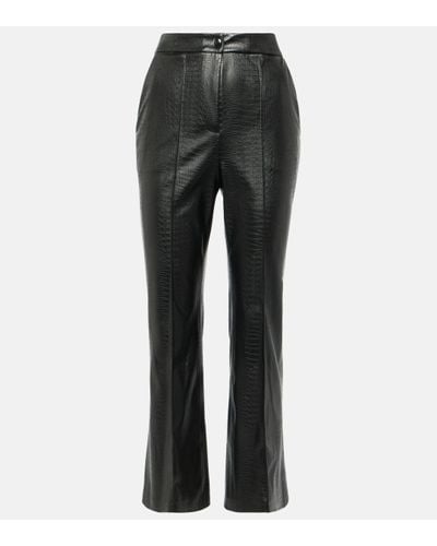 Max Mara Queva Faux Leather Flared Trousers - Grey