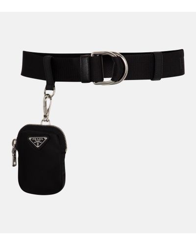Prada Cinturón de lona con cartera - Negro