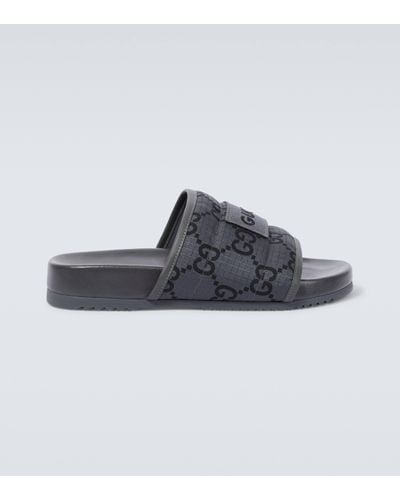 Gucci GG Damier Padded Slides - Black