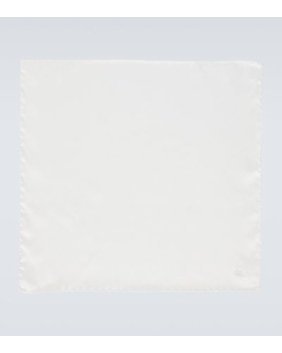 Saint Laurent Silk Pocket Square - White