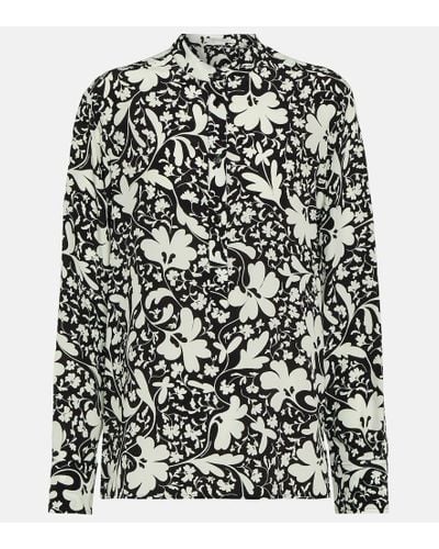 Stella McCartney Camisa de seda estampada - Negro