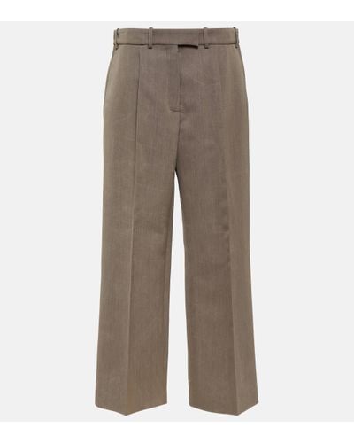 The Row Roan Wool And Silk Wide-leg Trousers - Grey
