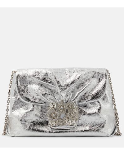 Roger Vivier Drape Micro Leather Clutch - Metallic