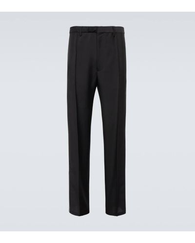 Prada Pantalones de mohair y lana con logo - Negro