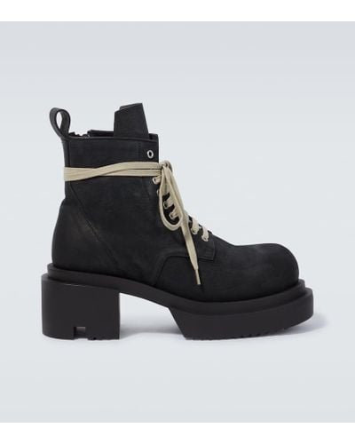 Rick Owens Leather Ankle Boots - Black