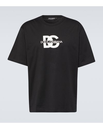 Dolce & Gabbana T-shirt à manches courtes et imprimé logo DG - Noir