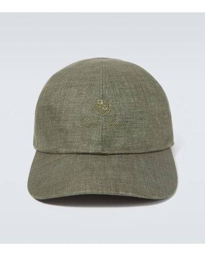 Loro Piana Sombrero de lino con logo - Verde