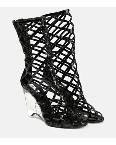 Alaïa Leather Wedge Ankle Boots - Black