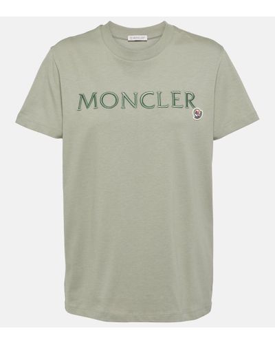 Moncler T-shirt in jersey di cotone con logo - Verde