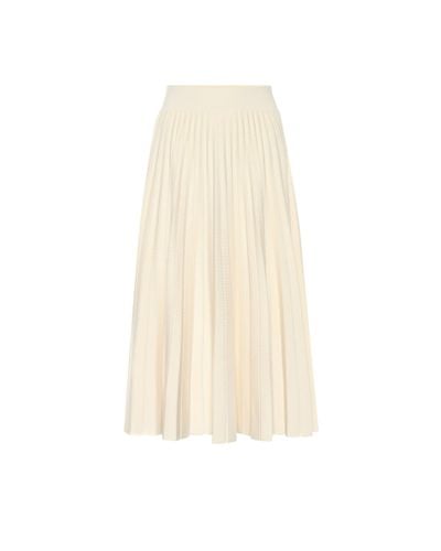 Polo Ralph Lauren Pleated Wool Knit Midi Skirt - White