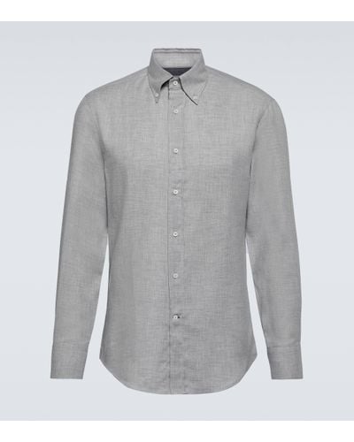 Brunello Cucinelli Cotton And Cashmere Shirt - Grey