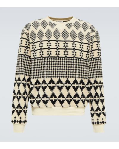 Saint Laurent Stripe-jacquard Wool Sweater - Natural