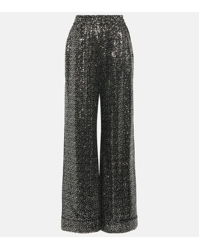 Dolce & Gabbana Pantalones anchos de tiro alto - Gris