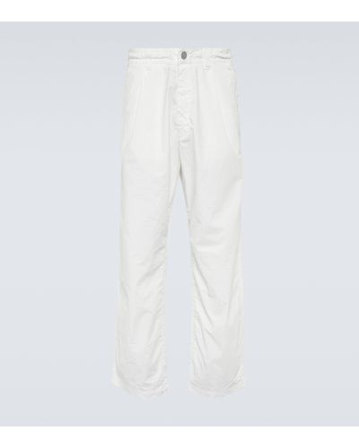 Stone Island Marina Cotton Straight Trousers - White