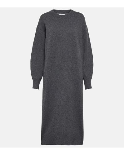 Velvet Knitted Midi Dress - Gray