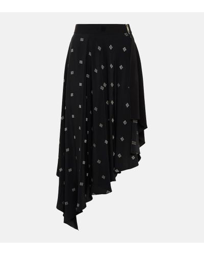 Givenchy Falda midi 4G de seda asimetrica - Negro