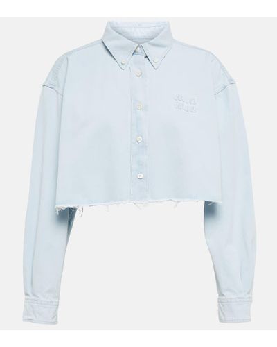 Miu Miu Camisa de denim cropped - Azul