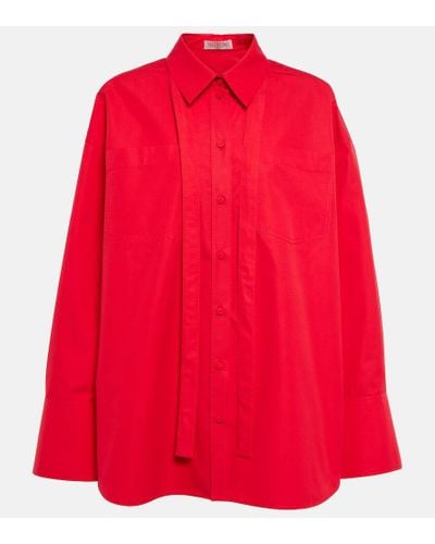 Valentino Camisa de popelin de algodon - Rojo
