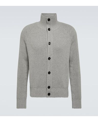 Tom Ford Ribbed-knit Wool And Cashmere Cardigan - Gray