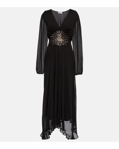 RIXO London Abito lungo Christie in chiffon - Nero