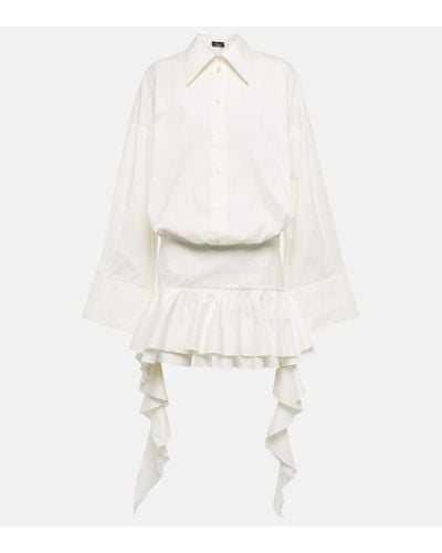 Blumarine Vestido corto en mezcla de algodon - Blanco