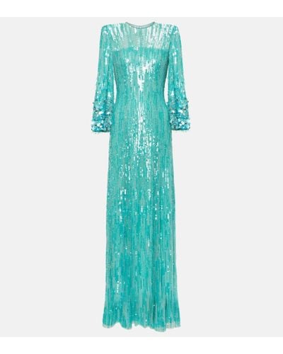 Jenny Packham Nymph Embellished Gown - Blue
