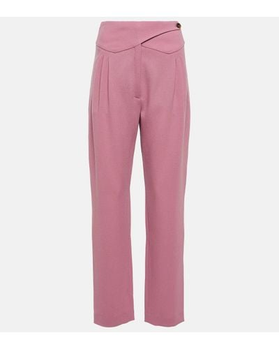 Blazé Milano Cool & Easy High-rise Straight Wool Trousers - Pink