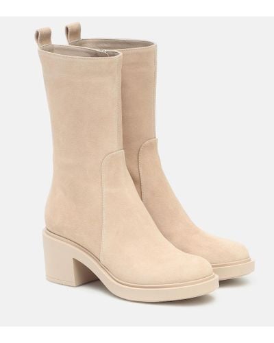 Gianvito Rossi Margeaux Suede Ankle Boots - Natural