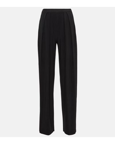 Norma Kamali Pleated Jersey Tapered Trousers - Black