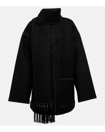 Totême Embroidered Wool-blend Scarf Jacket - Black