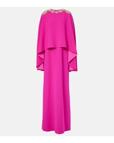 Costarellos Elin Embellished Caped Crepe Gown - Pink