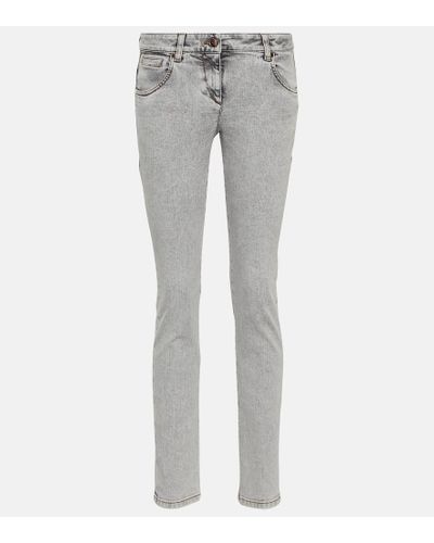 Brunello Cucinelli Low-rise Skinny Jeans - Gray