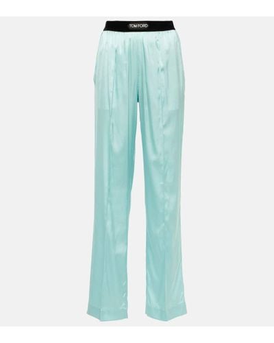 Tom Ford Pantalones de pijama de saten - Azul