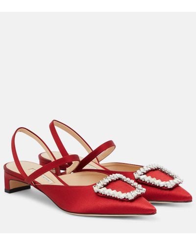 Emilia Wickstead Katrina Embellished Satin Court Shoes - Red