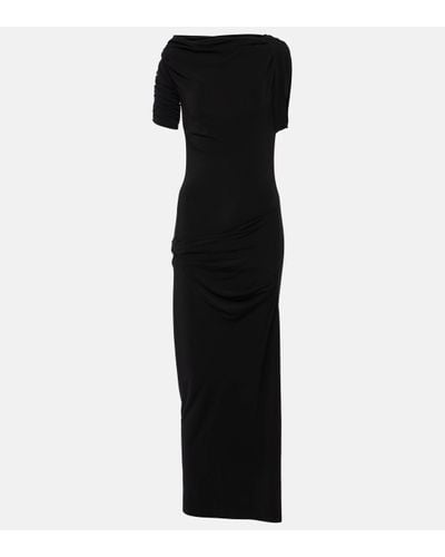 Jacquemus La Robe Drapeado Jersey Midi Dress - Black