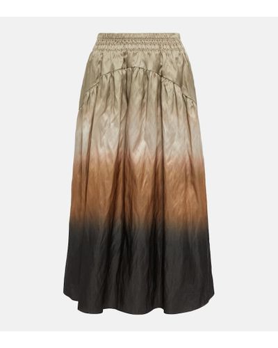 Vince Printed High-rise Satin Skirt - Multicolor