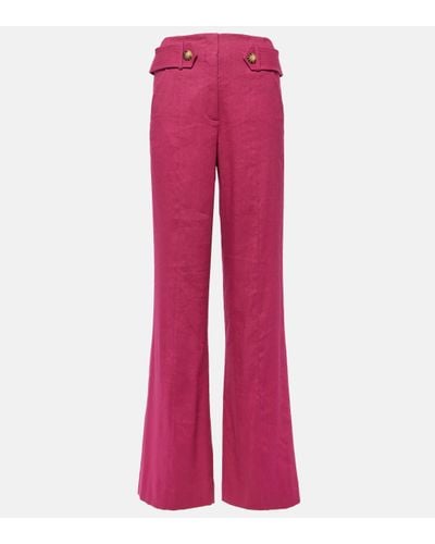 Veronica Beard Sunny Linen-blend Twill Flared Trousers - Pink