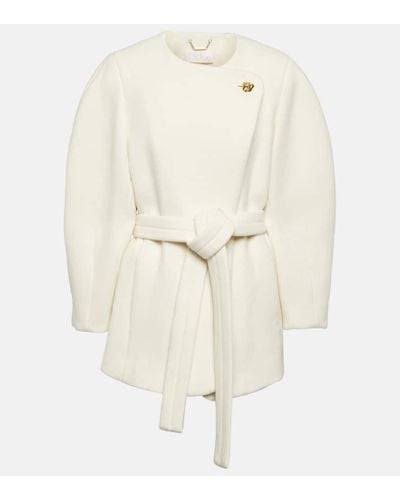 Chloé Cappotto in misto lana con cintura - Bianco