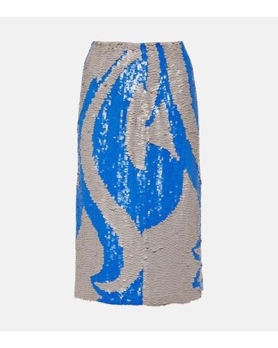 Dries Van Noten Sequined Midi Skirt - Blue