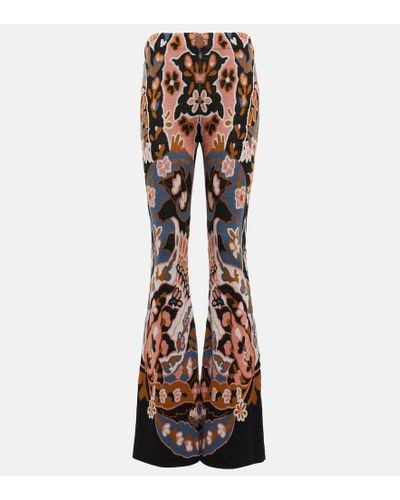 Etro Floral High-rise Flared Wool Pants